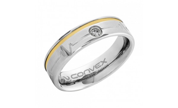 PAR DE ALIANÇAS CONVEX EM AÇO HEARTBEAT