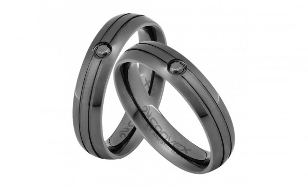 PAR DE ALIANÇAS CONVEX EM AÇO ATHOS/IRIS 5MM PRETA