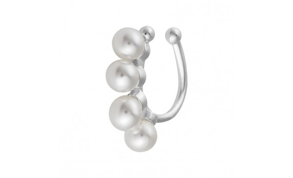 Piercing Prata ORB Pressão com Perola C15 L15 A4mm