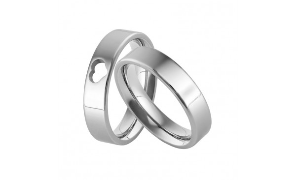 PAR DE ALIANÇAS CONVEX EM AÇO COURE CORAÇÃO VAZADO 5MM