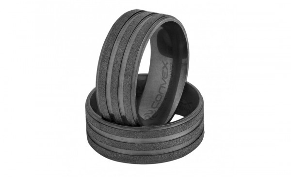 PAR DE ALIANÇAS CONVEX EM AÇO ATLANTIS 8MM PRETA